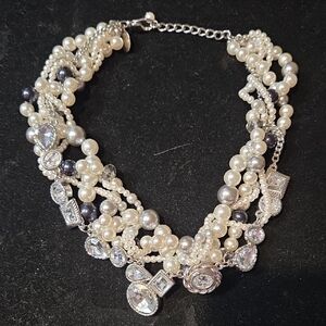 White House Black Market Pearl and Silver Necklace
